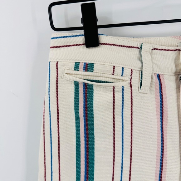 Madewell Cream Striped High-Rise Wide-Leg Crop Pants Size 27 Coastal Nautical - Picture 7 of 8
